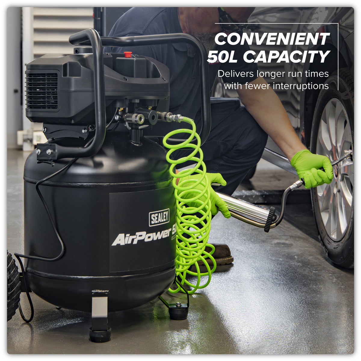 Sealey 50L Oil Free Belt Drive Vertical Compressor 2hp SAC50V