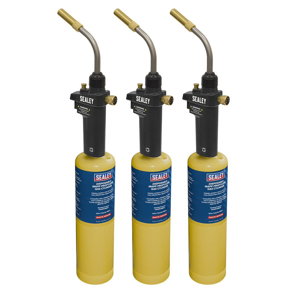 Sealey Brazing & Soldering MAPP Gas Torch & MAPP Cylinder - Pack of 3 SMGKIT03