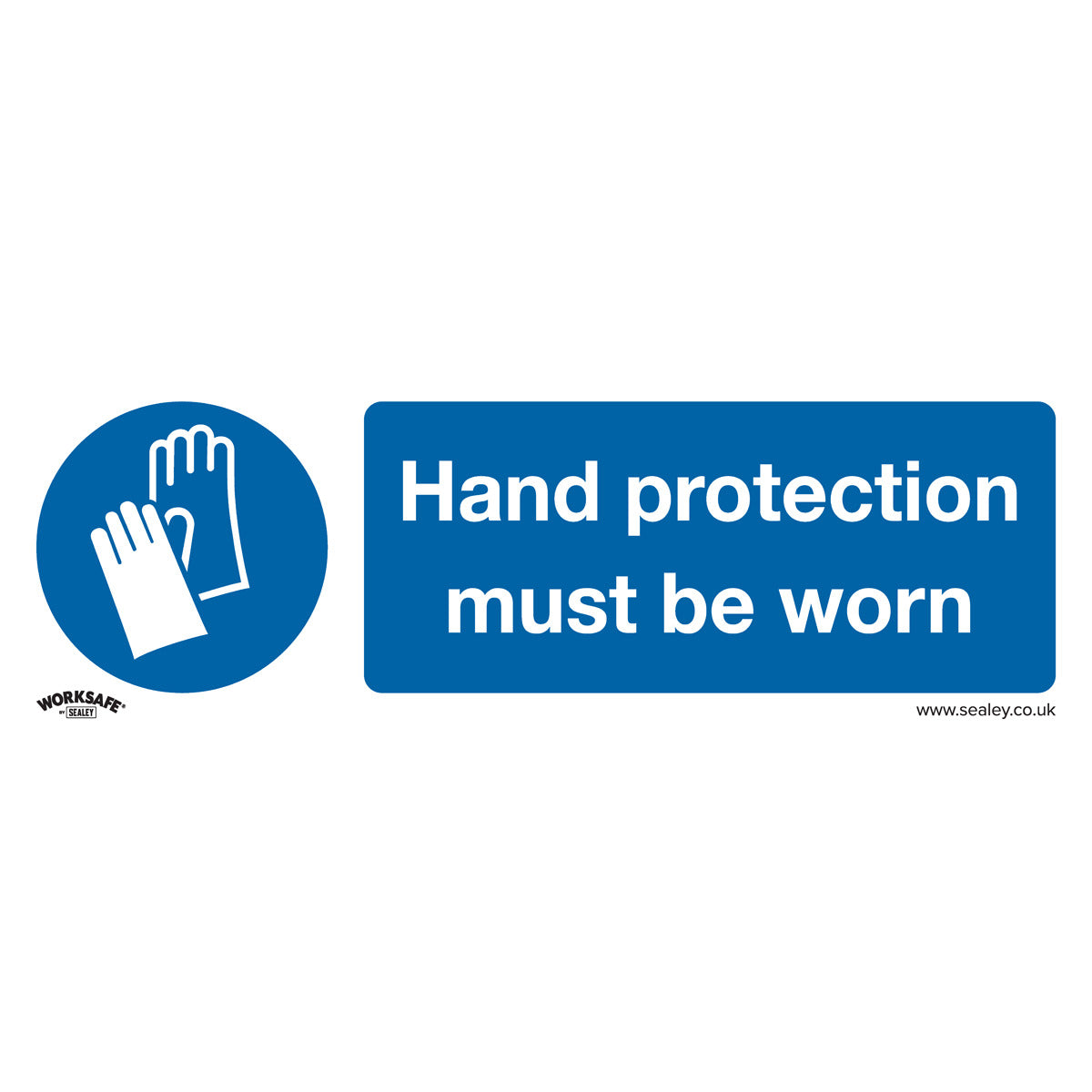 Worksafe Hand Protection Must Be Worn Safety Sign, Self-Adhesive Vinyl - Pack of 10 SS6V10