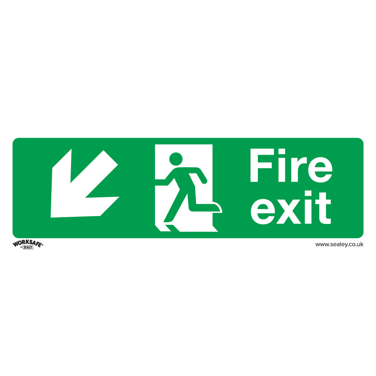 Worksafe Fire Exit (Down Left) Safety Sign - Self-Adhesive Vinyl SS34V1