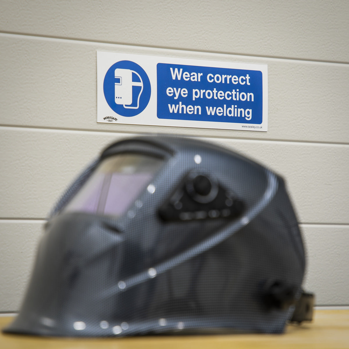 Worksafe Wear Eye Protection When Welding Safety Sign, Self-Adhesive Vinyl - Pack of 10 SS54V10