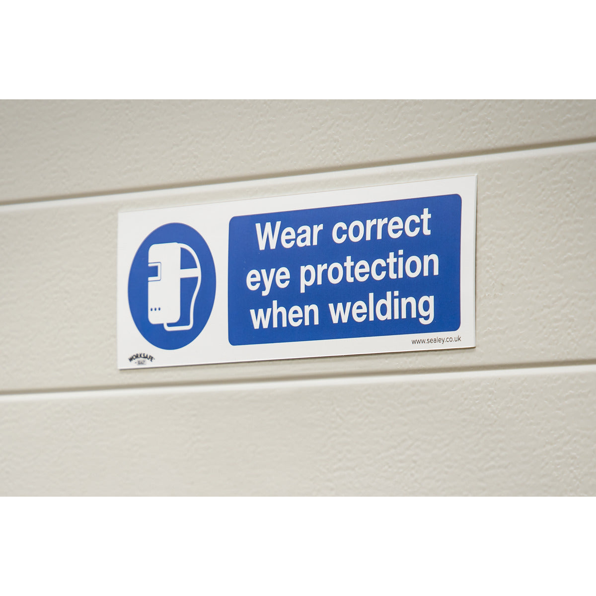 Worksafe Wear Eye Protection When Welding Safety Sign, Self-Adhesive Vinyl - Pack of 10 SS54V10