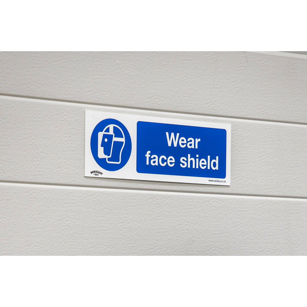 Worksafe Wear Face Shield Safety Sign, Self-Adhesive Vinyl - Pack of 10 SS55V10