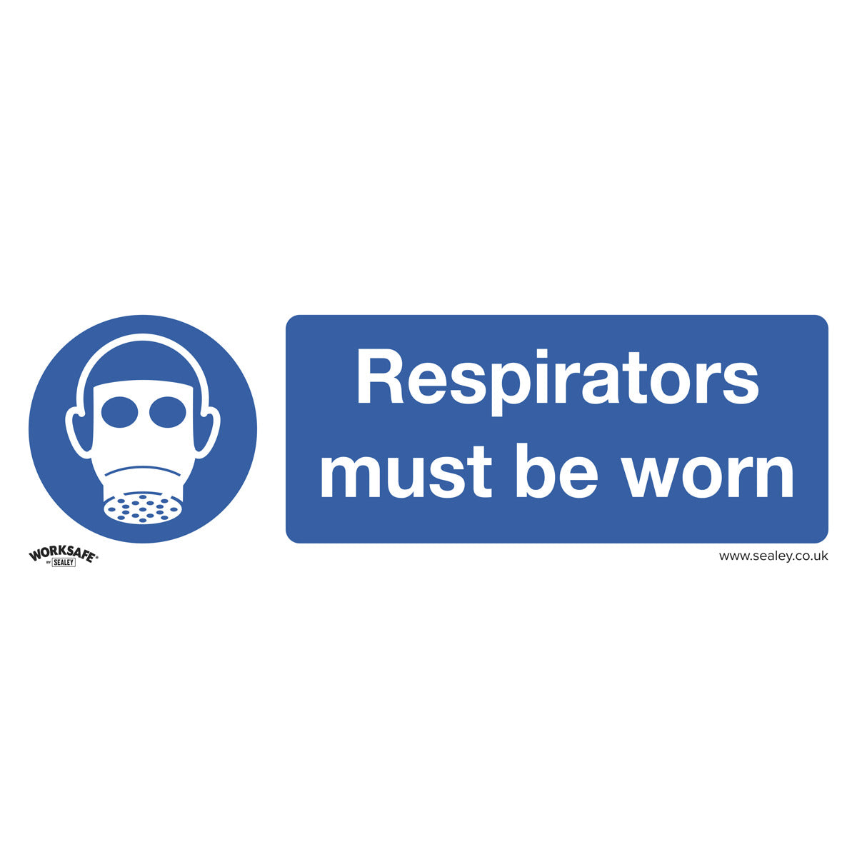 Worksafe Respirators Must Be Worn Safety Sign, Self-Adhesive Vinyl - Pack of 10 SS56V10