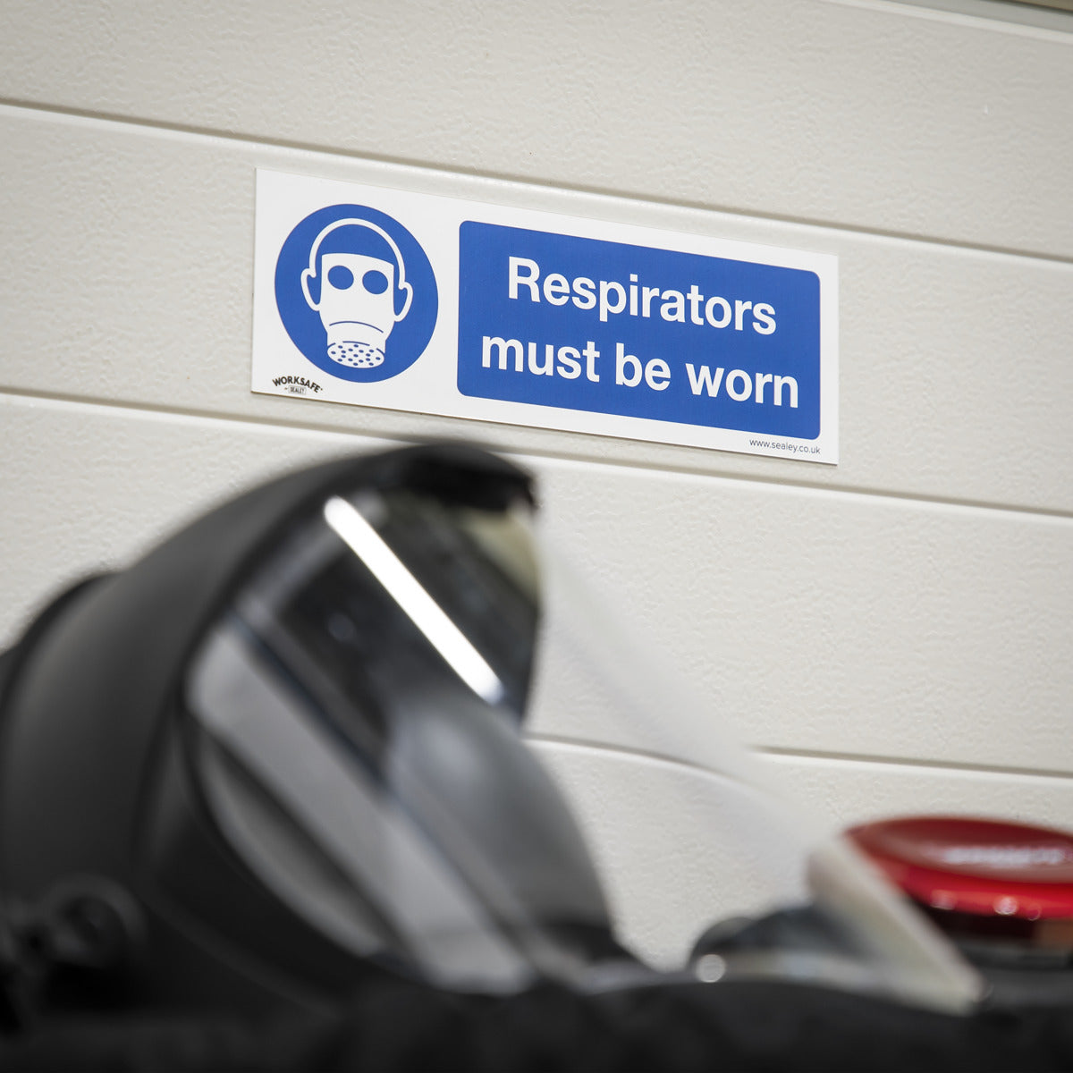 Worksafe Respirators Must Be Worn Safety Sign, Self-Adhesive Vinyl - Pack of 10 SS56V10