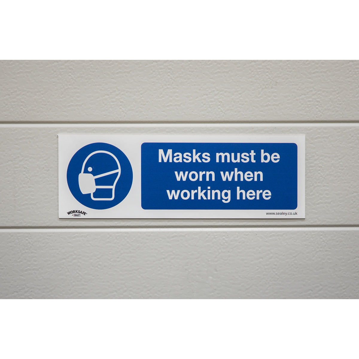 Worksafe Masks Must Be Worn Safety Sign, Self-Adhesive Vinyl - Pack of 10 SS57V10
