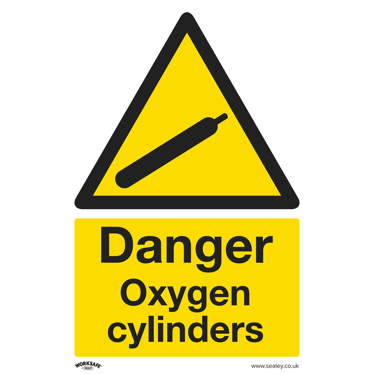 Worksafe Danger Oxygen Cylinders Safety Sign, Self-Adhesive Vinyl - Pack of 10 SS61V10