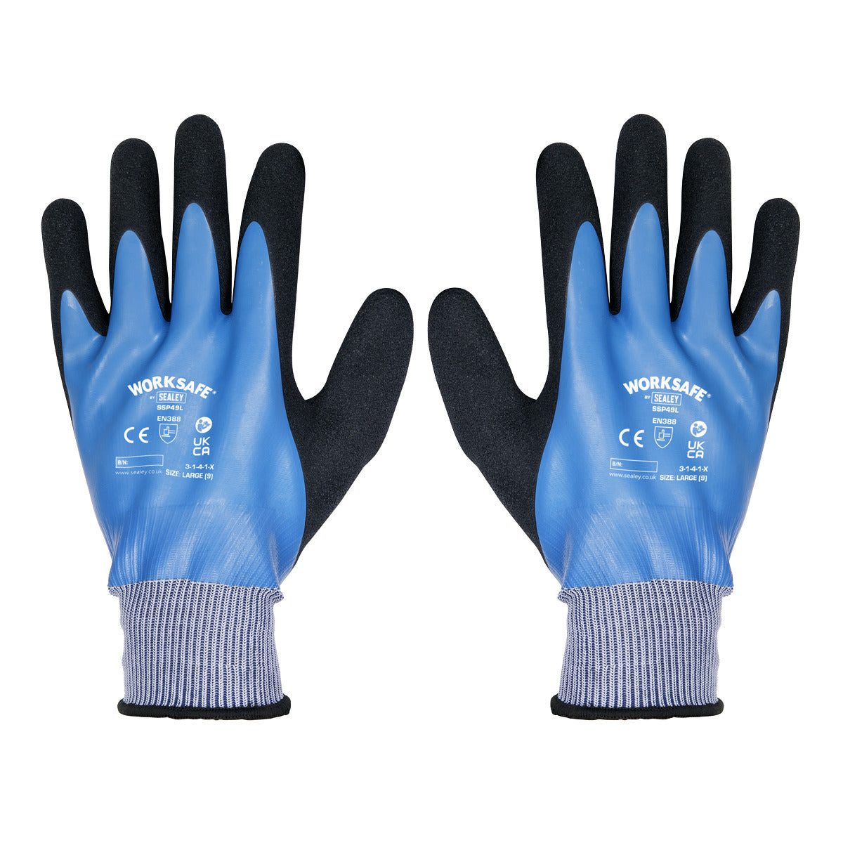 Worksafe Waterproof Latex Gloves, Large - Pair SSP49L