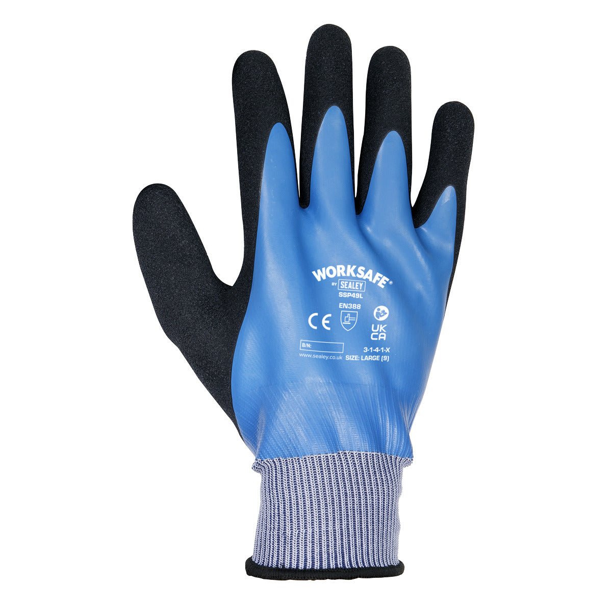 Worksafe Waterproof Latex Gloves, Large - Pair SSP49L