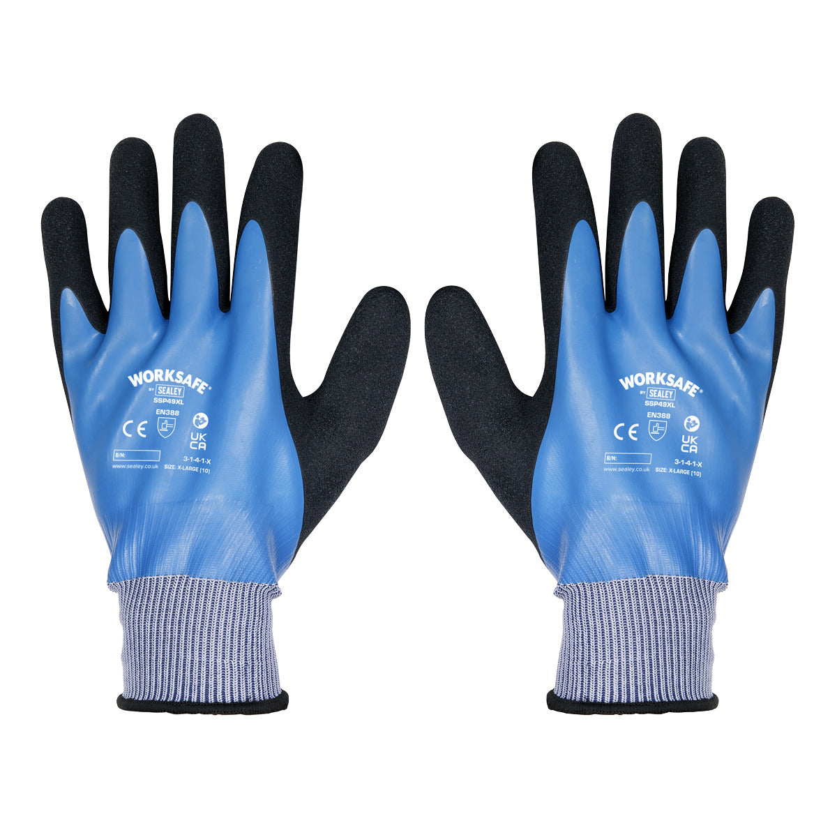 Worksafe Waterproof Latex Gloves, X-Large - Pack of 6 Pairs SSP49XL/6
