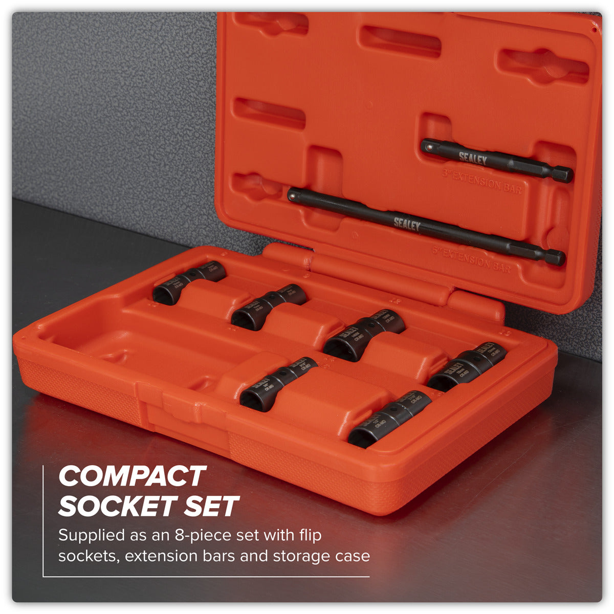 Sealey Flip Socket Set 1/4"Sq Drive 12-Point 8pc SX08