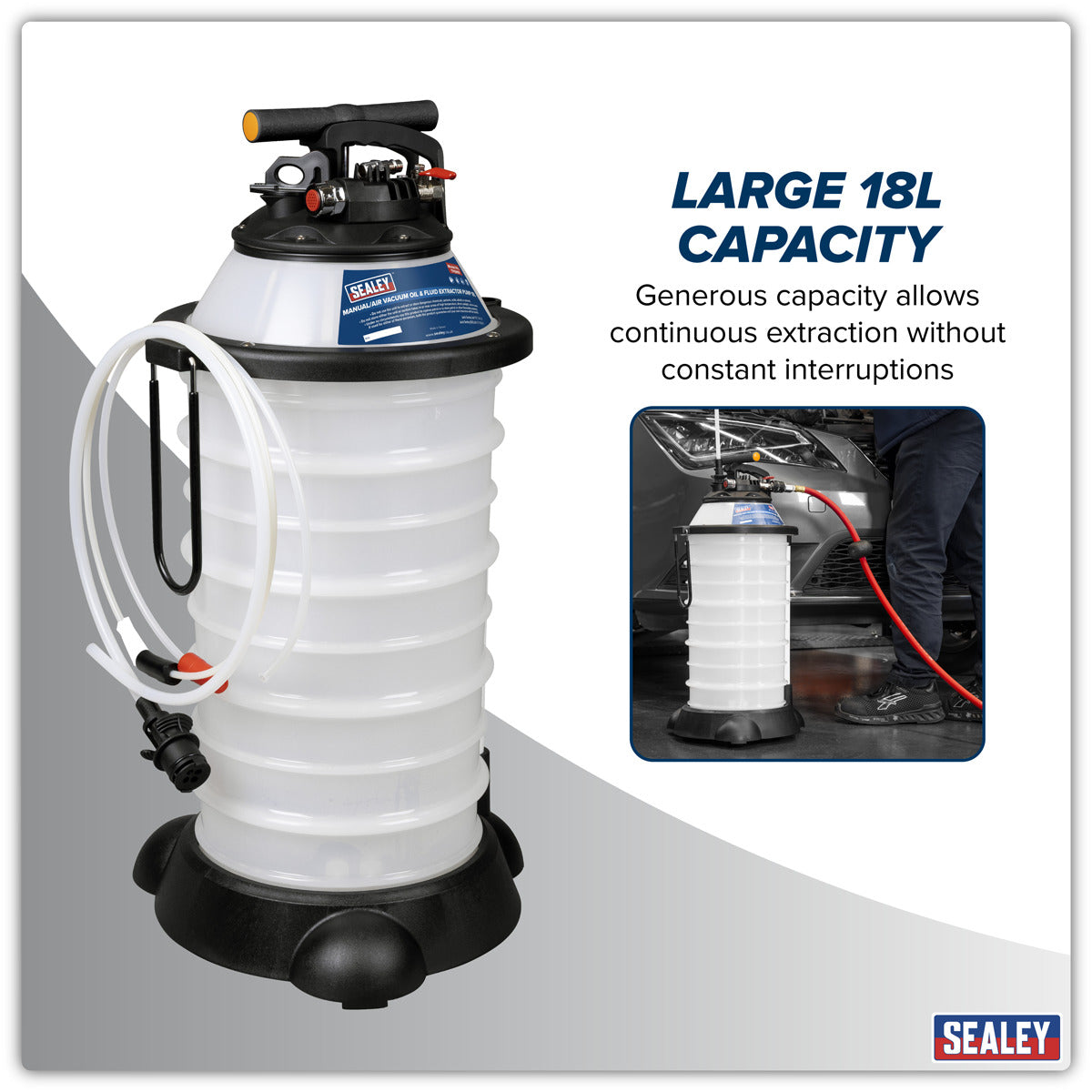Sealey Manual/Air Vacuum Oil & Fluid Extractor Pump 18L TP6909