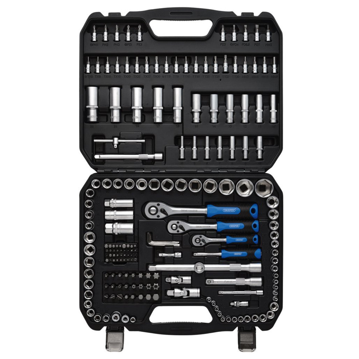 Draper HI-TORQ Metric Socket and Bit Set, 1/4", 3/8" and 1/2" Sq. Dr. (188 Piece) 24231