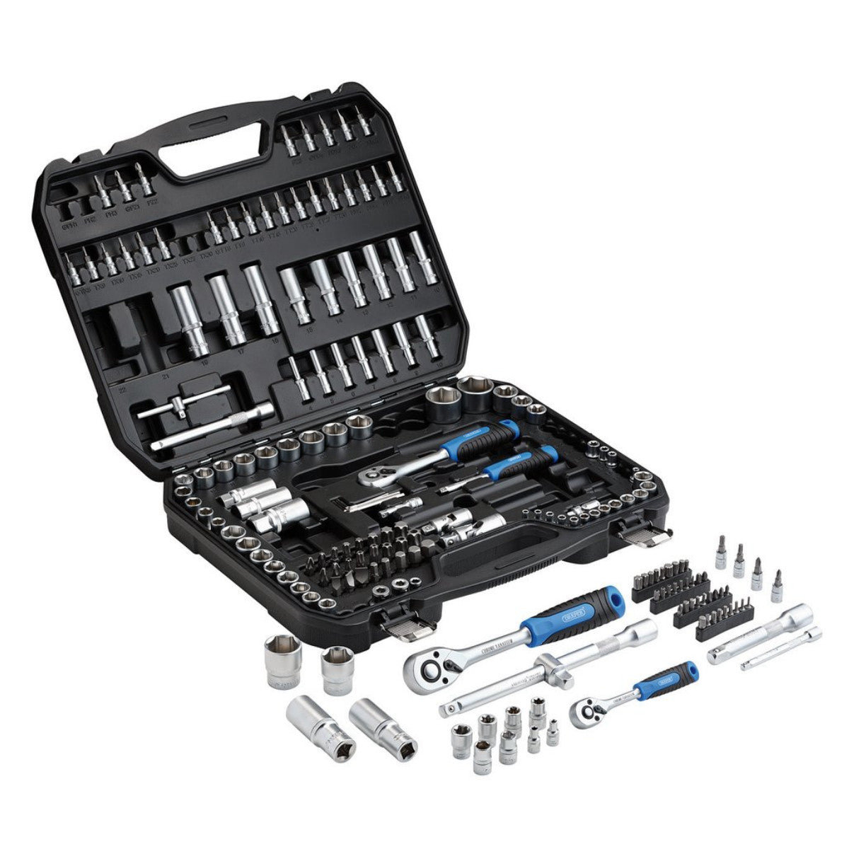 Draper HI-TORQ Metric Socket and Bit Set, 1/4", 3/8" and 1/2" Sq. Dr. (188 Piece) 24231