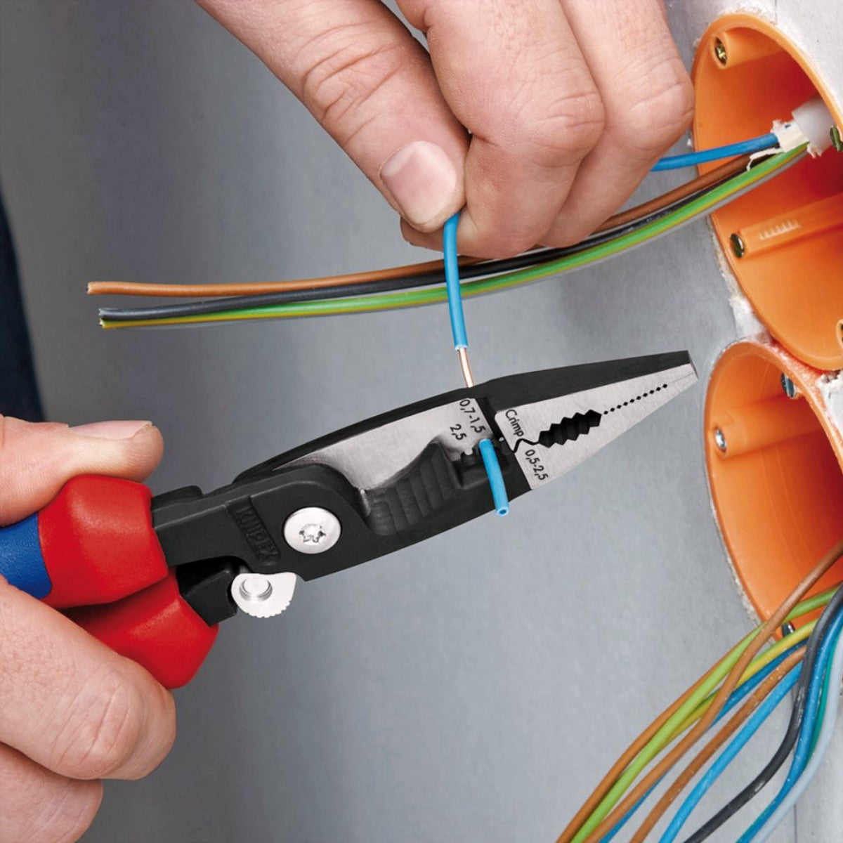 Knipex 13 92 200 Pliers for Electrical Installation with multi-component grips black atramentized, 200mm 24376