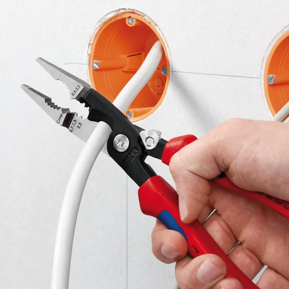 Knipex 13 92 200 Pliers for Electrical Installation with multi-component grips black atramentized, 200mm 24376