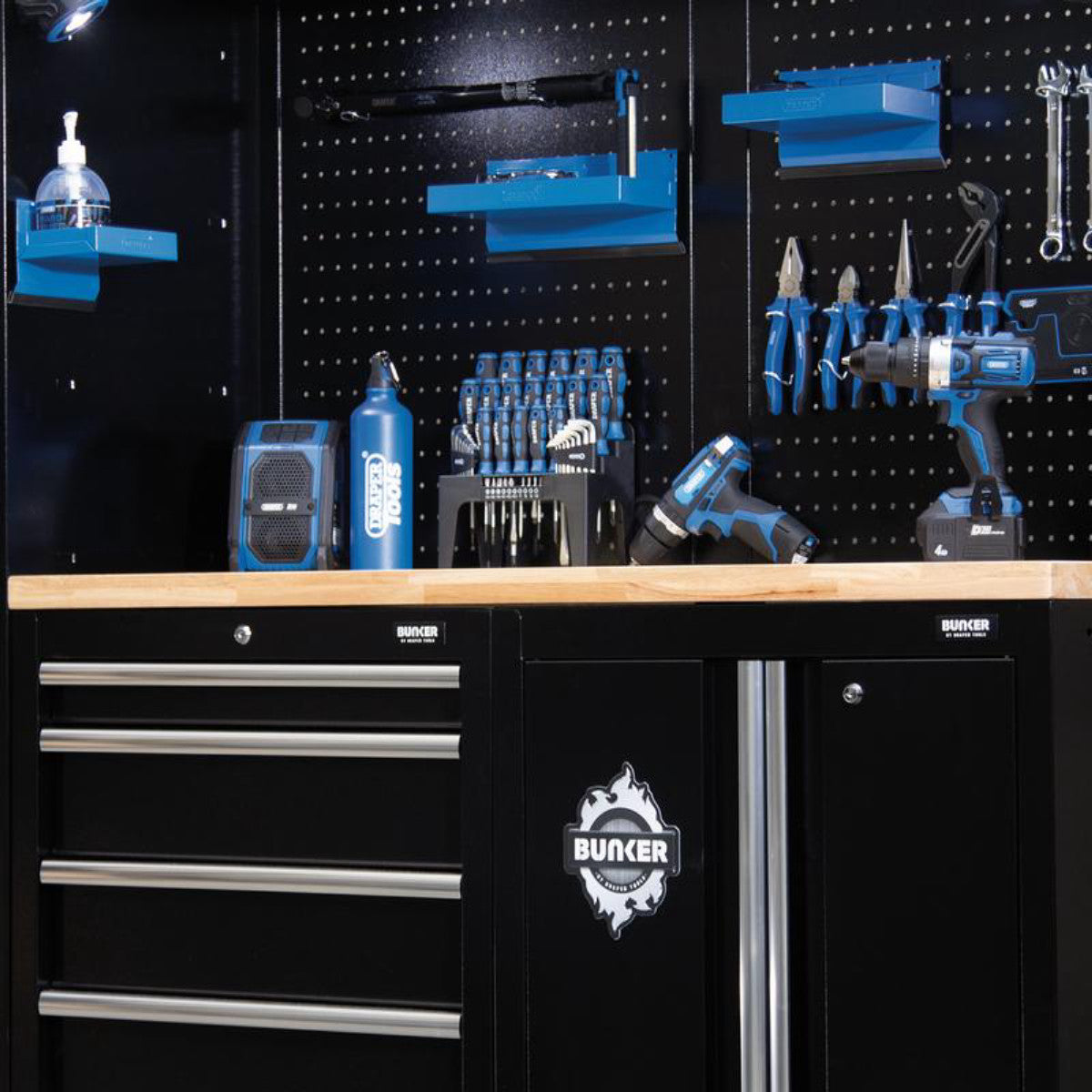 Bunker 11 Piece Modular Storage Combo with Hardwood Worktop, 1960mm 27471