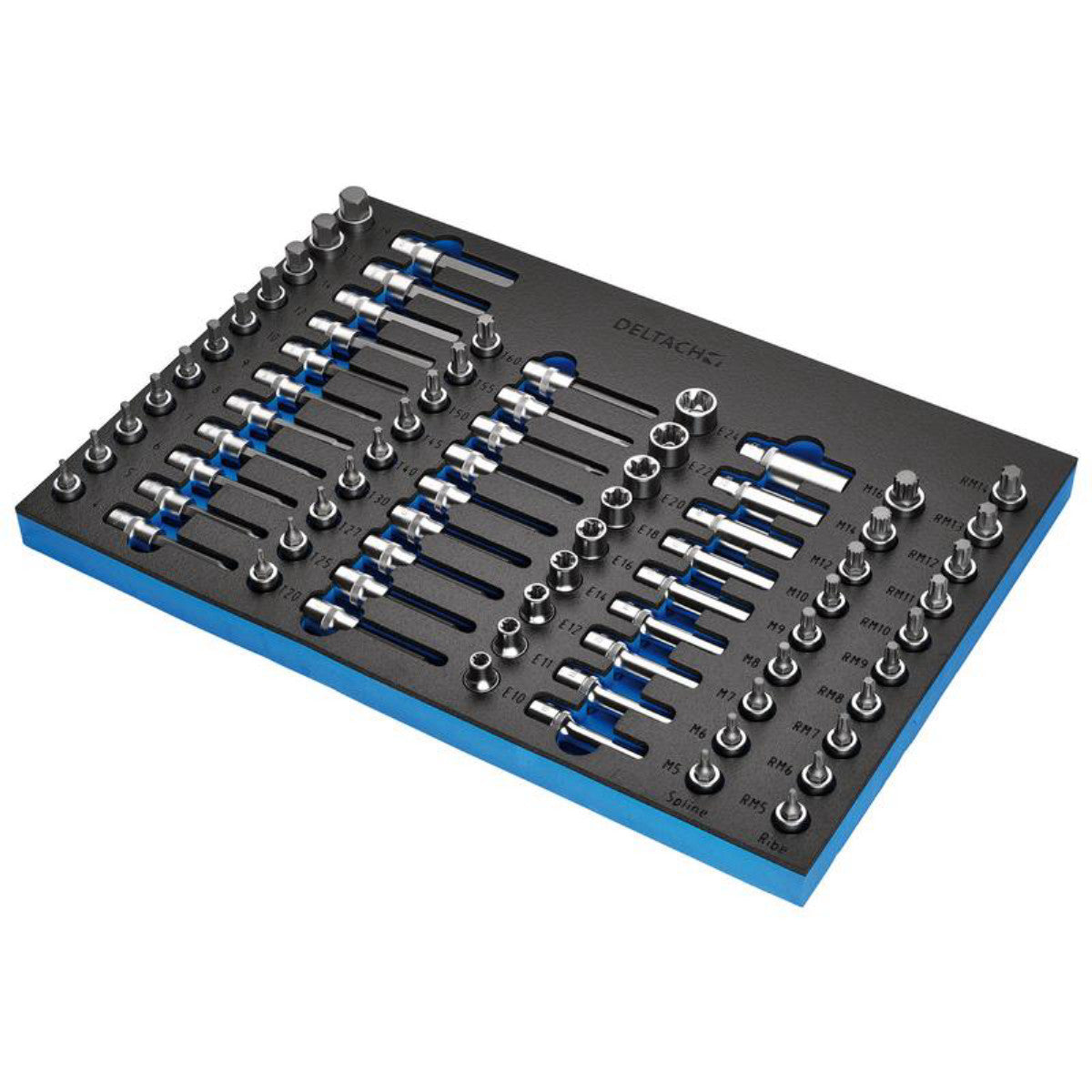 Draper Torx, Hexagon, E-Torx, Multi-Tooth/Spline, Ribe Socket Set, 1/2" Sq. Dr. in EVA Foam Inlay 29449