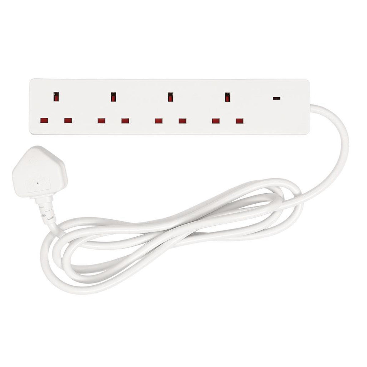 Draper 4 Way White Extension Lead, 2m 30891