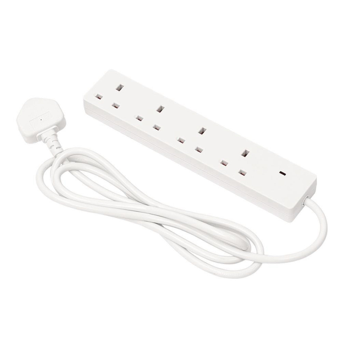 Draper 4 Way White Extension Lead, 2m 30891