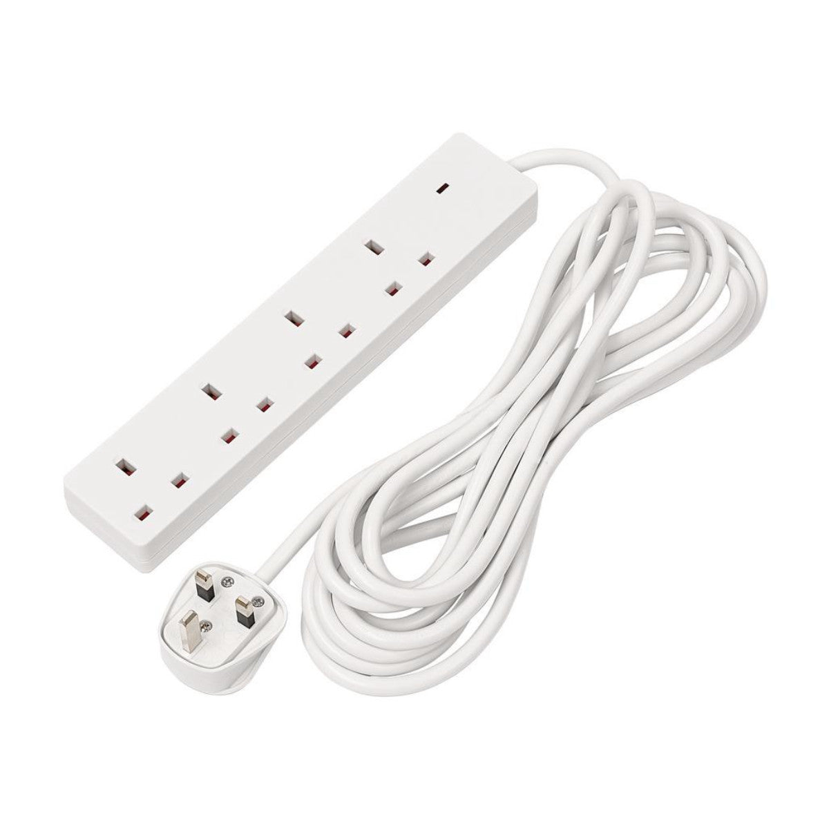 Draper 4 Way White Extension Lead, 5m 30899