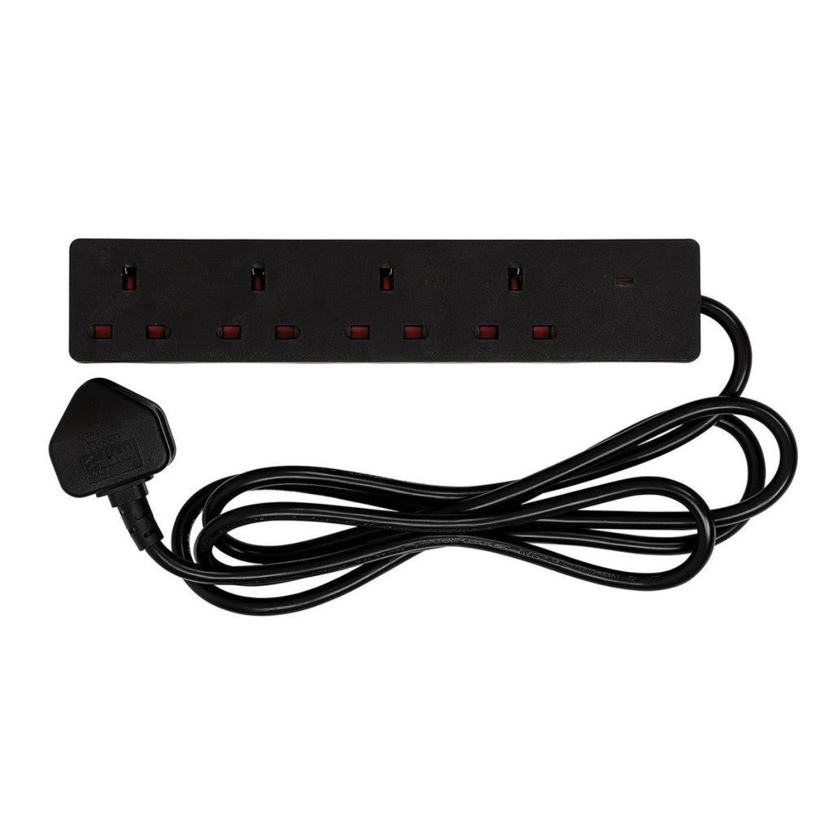 Draper 4 Way Black Extension Lead, 2m 30909