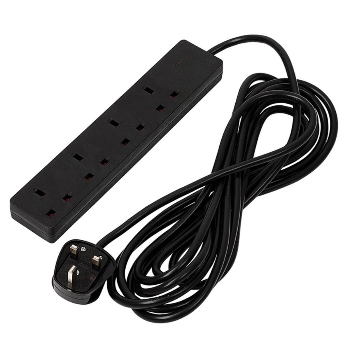 Draper 4 Way Black Extension Lead, 5m 30914