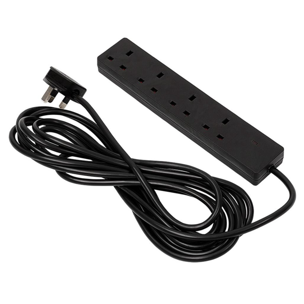 Draper 4 Way Black Extension Lead, 5m 30914