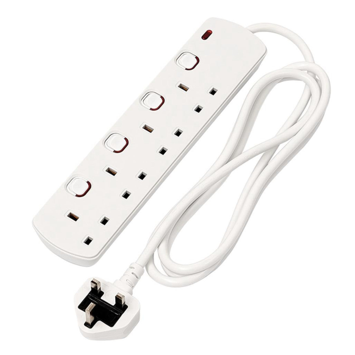 Draper 4 Way White Switch Protected Extension Lead, 2m 30915