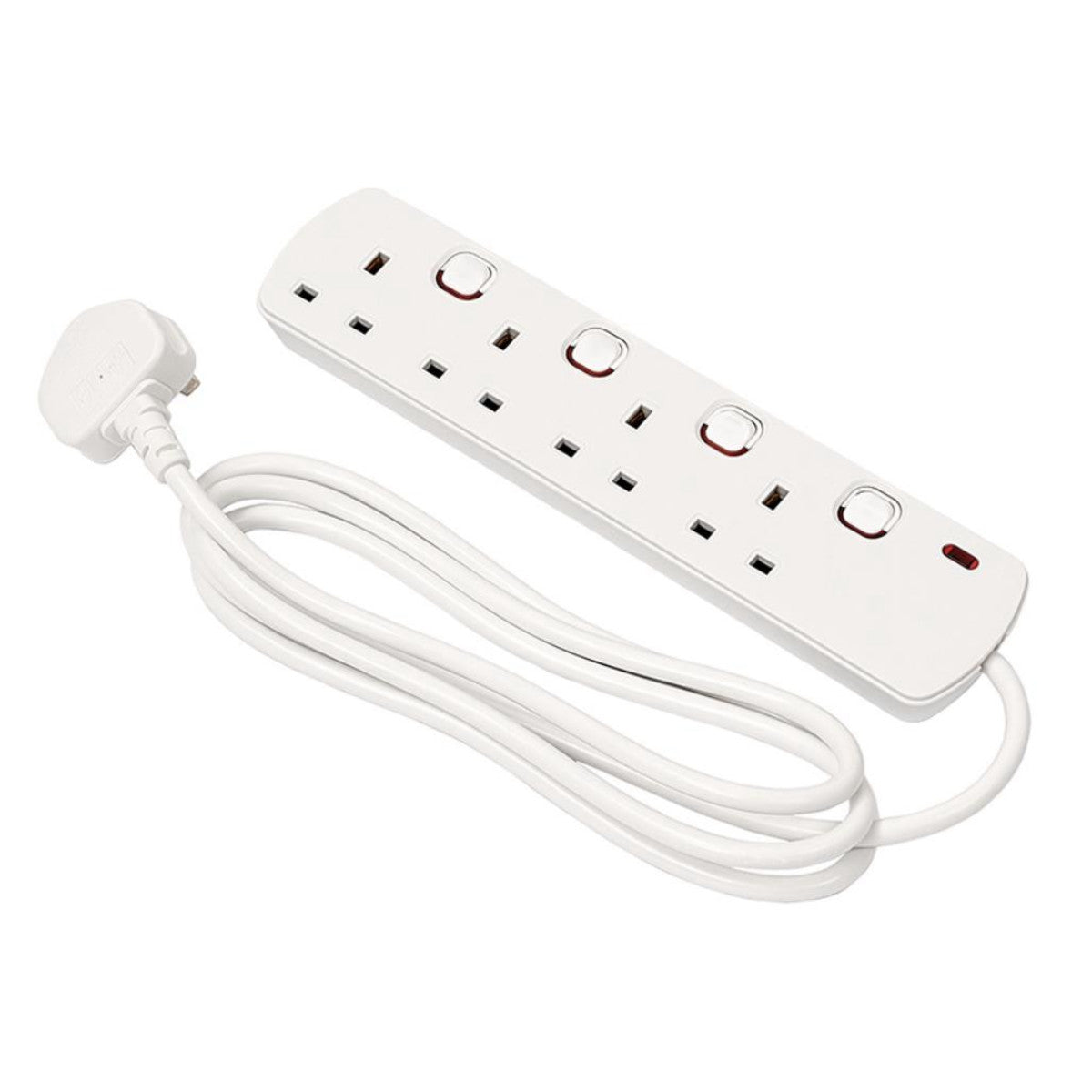 Draper 4 Way White Switch Protected Extension Lead, 2m 30915