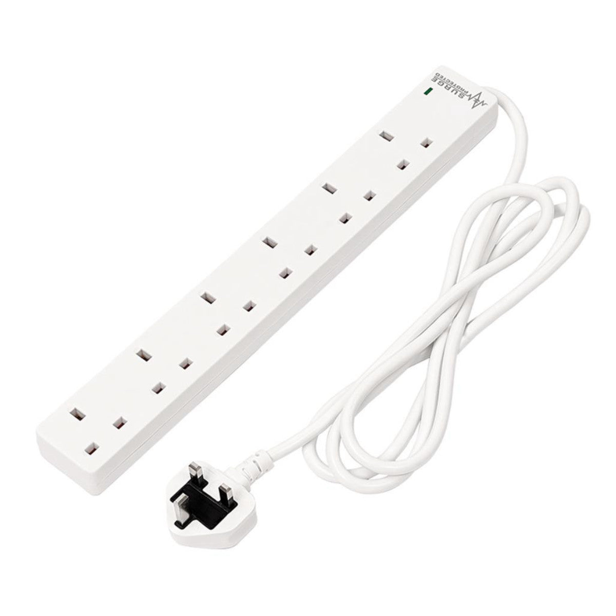 Draper 6 Way White Extension Lead, 2m 30946