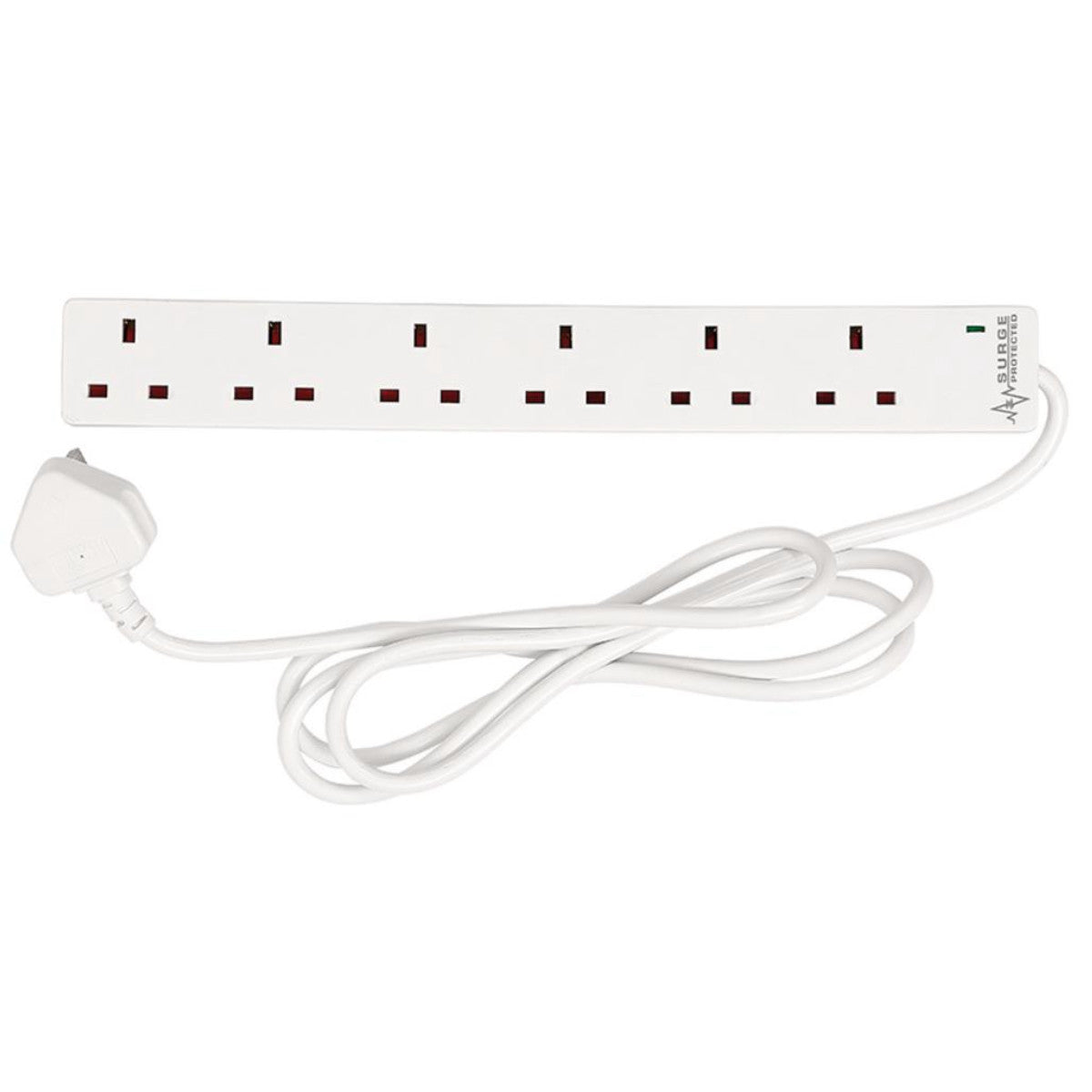 Draper 6 Way White Extension Lead, 2m 30946
