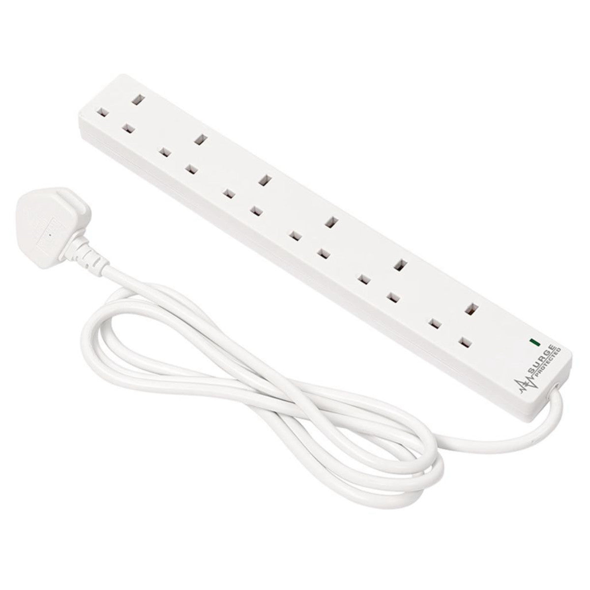 Draper 6 Way White Extension Lead, 2m 30946
