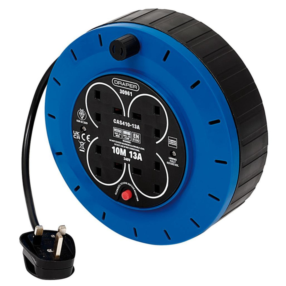 Draper 230V 13A 4 Socket Cassette Reel, 10m 30961