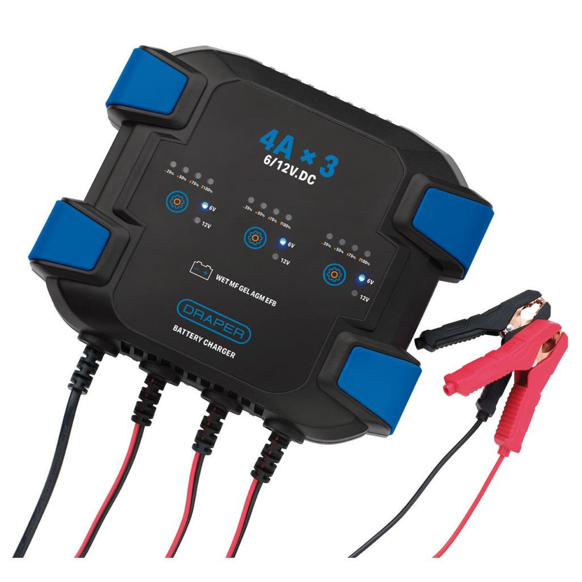 Draper 3 Bank 6/12V Smart Charger 12A (3x4A) 32276