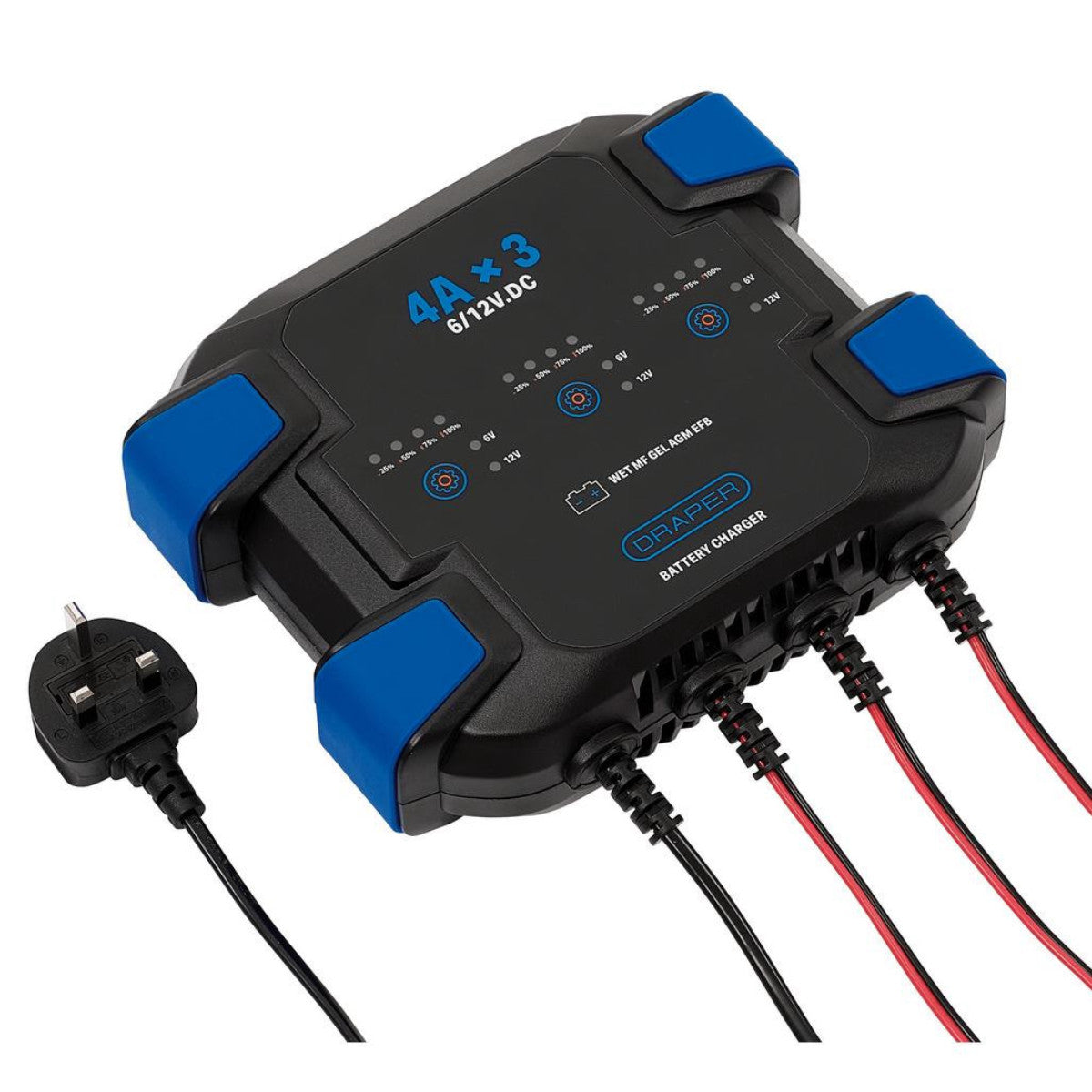 Draper 3 Bank 6/12V Smart Charger 12A (3x4A) 32276