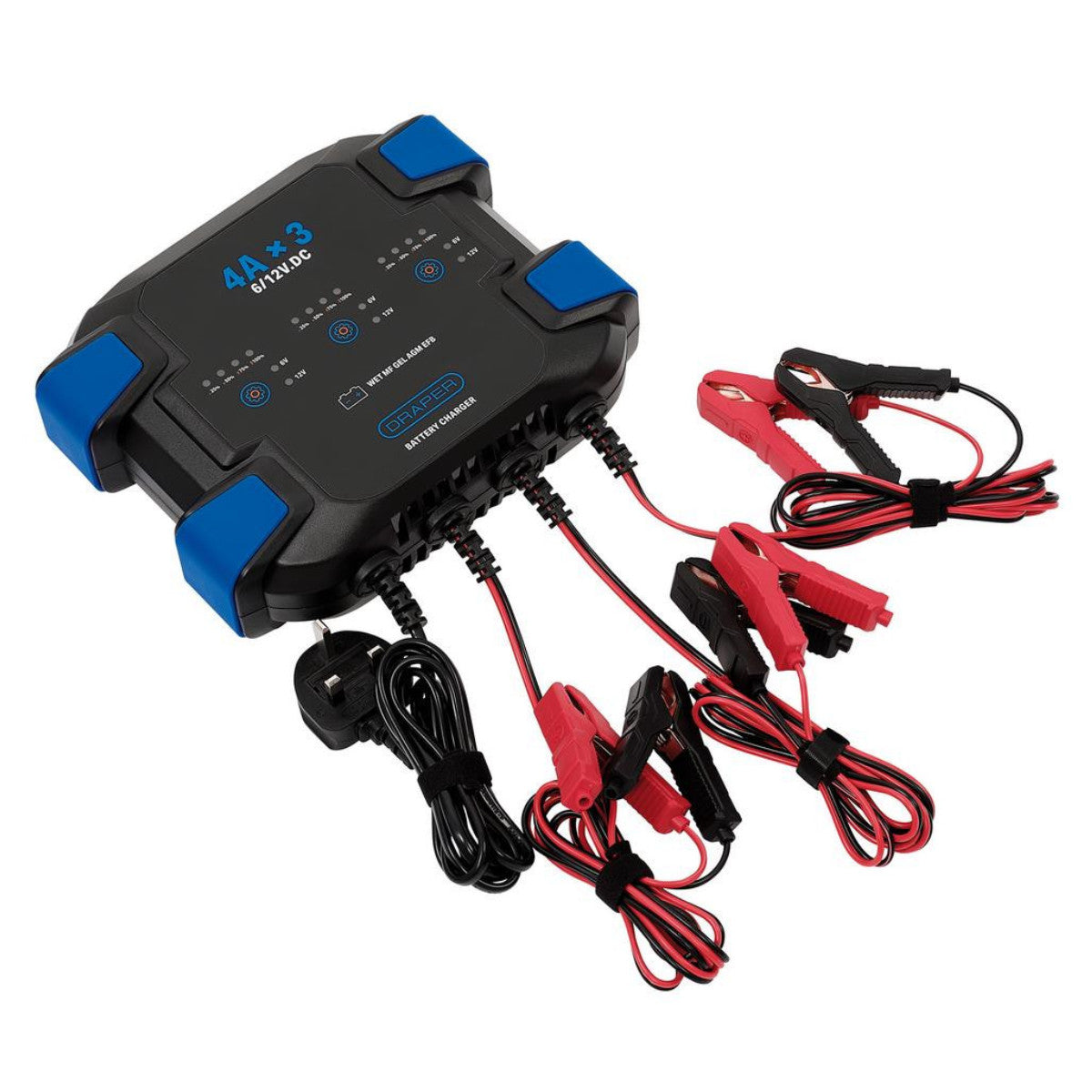Draper 3 Bank 6/12V Smart Charger 12A (3x4A) 32276