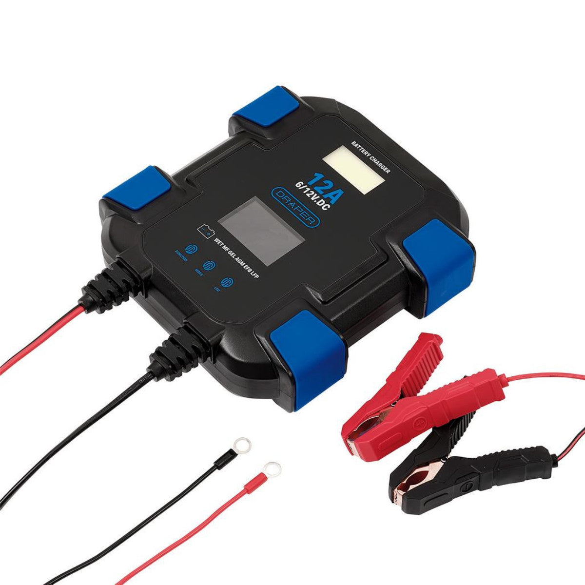 Draper 12A 6/12V Smart Battery Charger with Light 32283