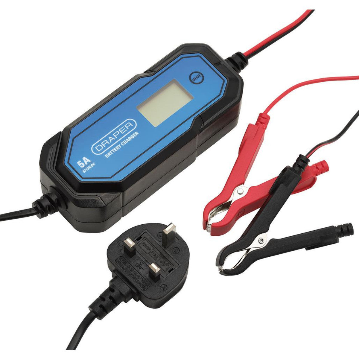Draper 5A 6/12V Smart Battery Charger LCD 32307