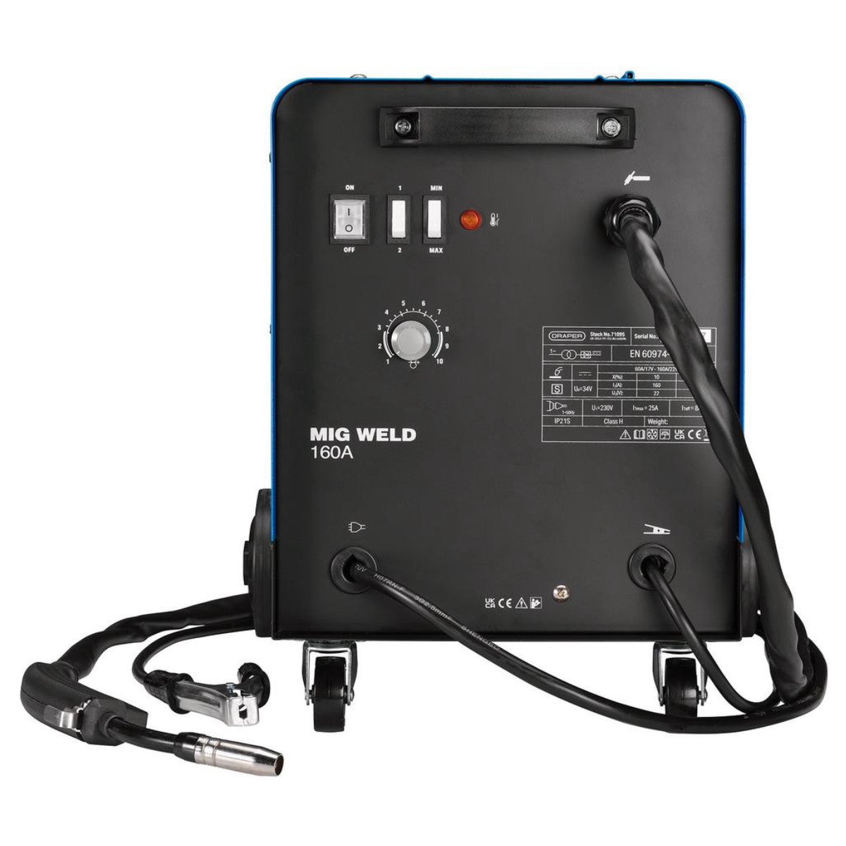 Draper Gas/Gasless MIG Welder, 160A 71095
