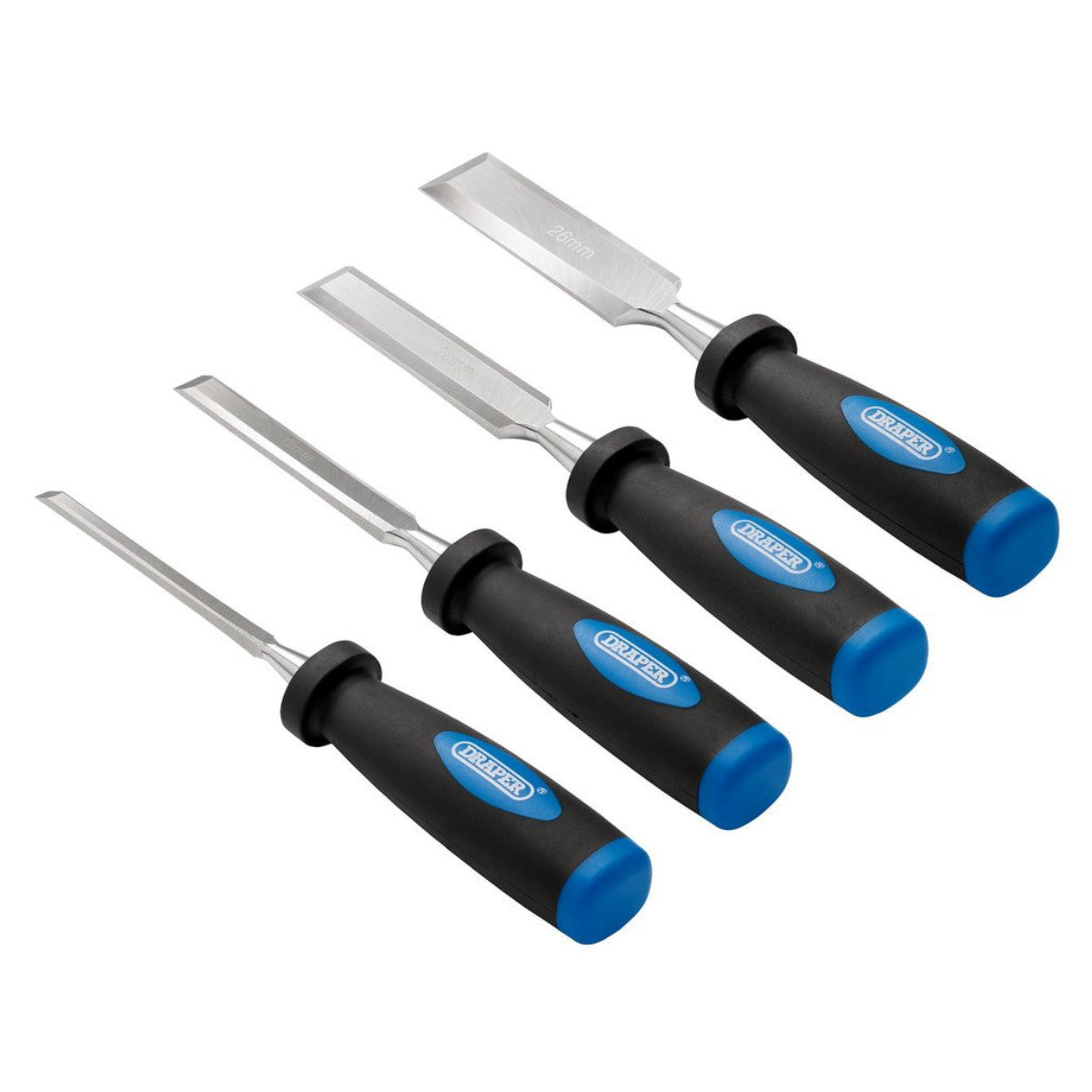 Draper Soft Grip Bevel Edge Wood Chisel Set (4 Piece) 83351