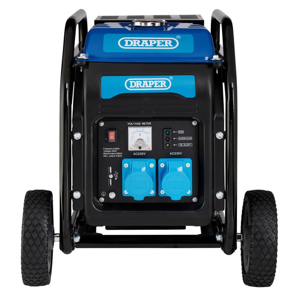 Draper Petrol Open Frame Inverter Generator with Wheels, 3800W 98683