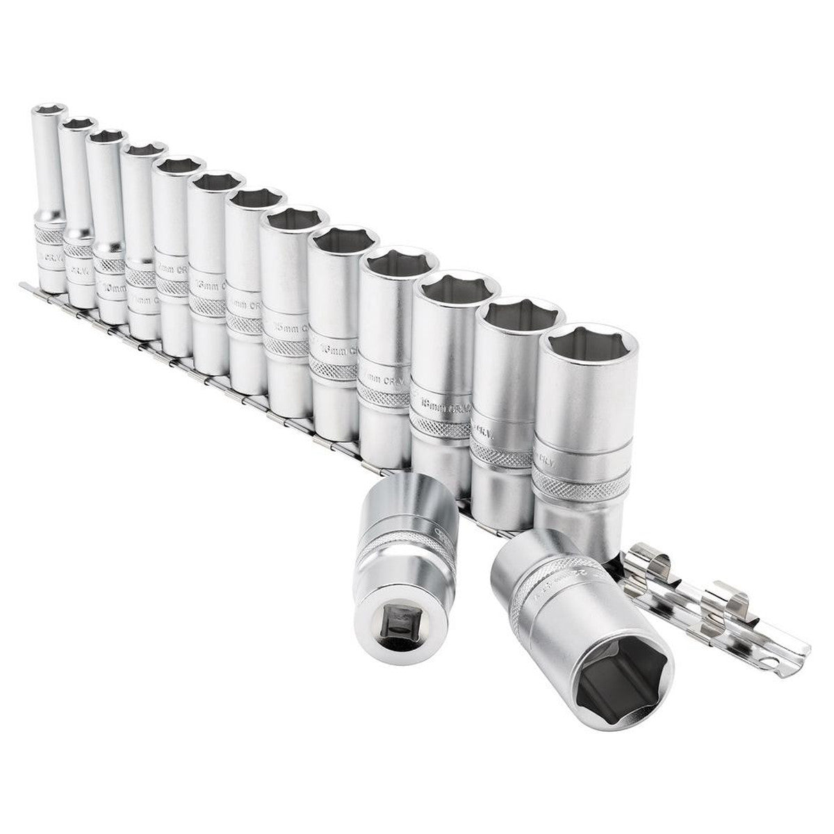 Draper Expert Metric Deep Socket Set on a Metal Rail, 3/8" Sq. Dr. (15 Piece) 16494