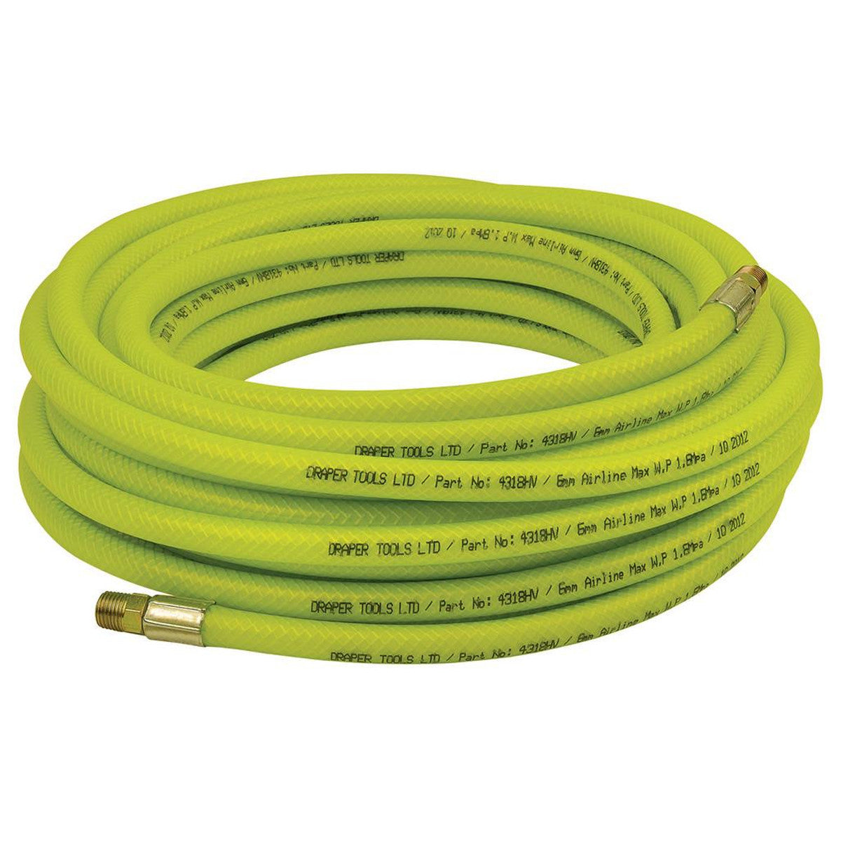 Draper High-Vis Air Line Hose, 15.2m, 6mm Bore, 1/4" BSP 23189