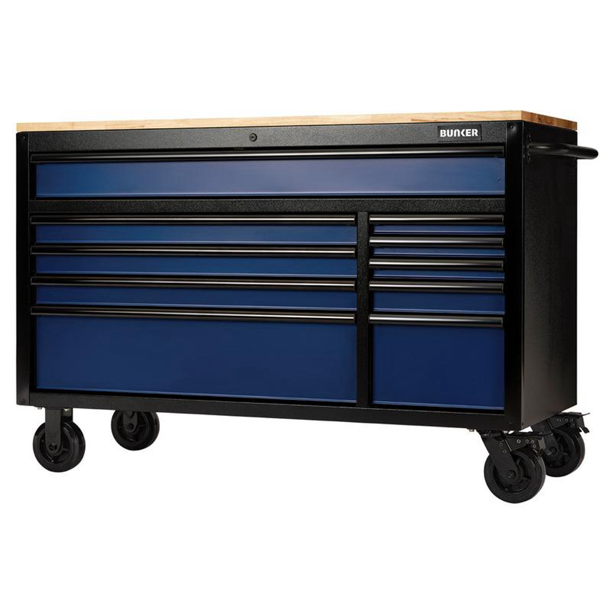 Bunker 10 Drawer Workbench Roller Tool Cabinet, 56", Blue 27223