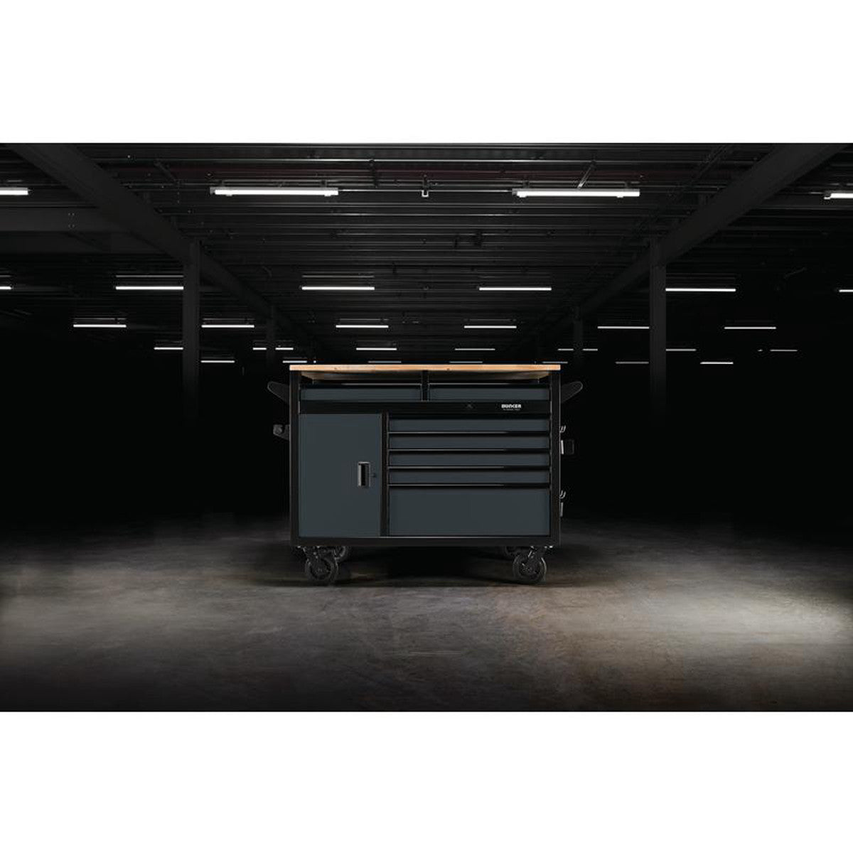 Bunker 14 Drawer Multi-Functional Workbench Roller Tool Cabinet, 48", Grey 27280