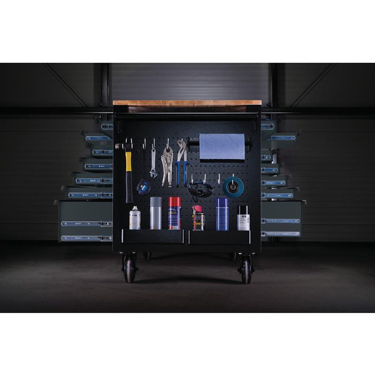 Bunker 14 Drawer Multi-Functional Workbench Roller Tool Cabinet, 48", Grey 27280