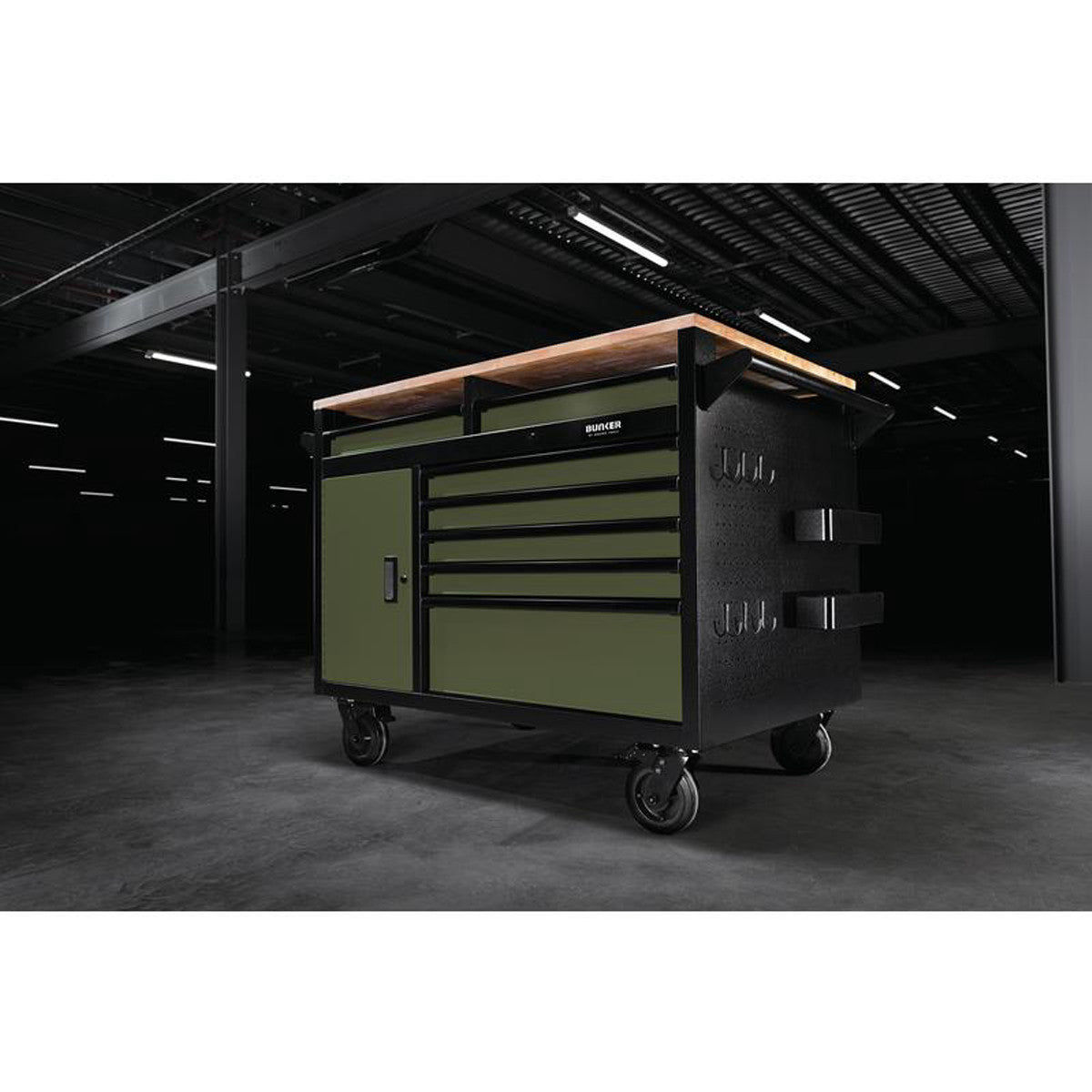 Bunker 14 Drawer Multi-Functional Workbench Roller Tool Cabinet, 48", Green 27332