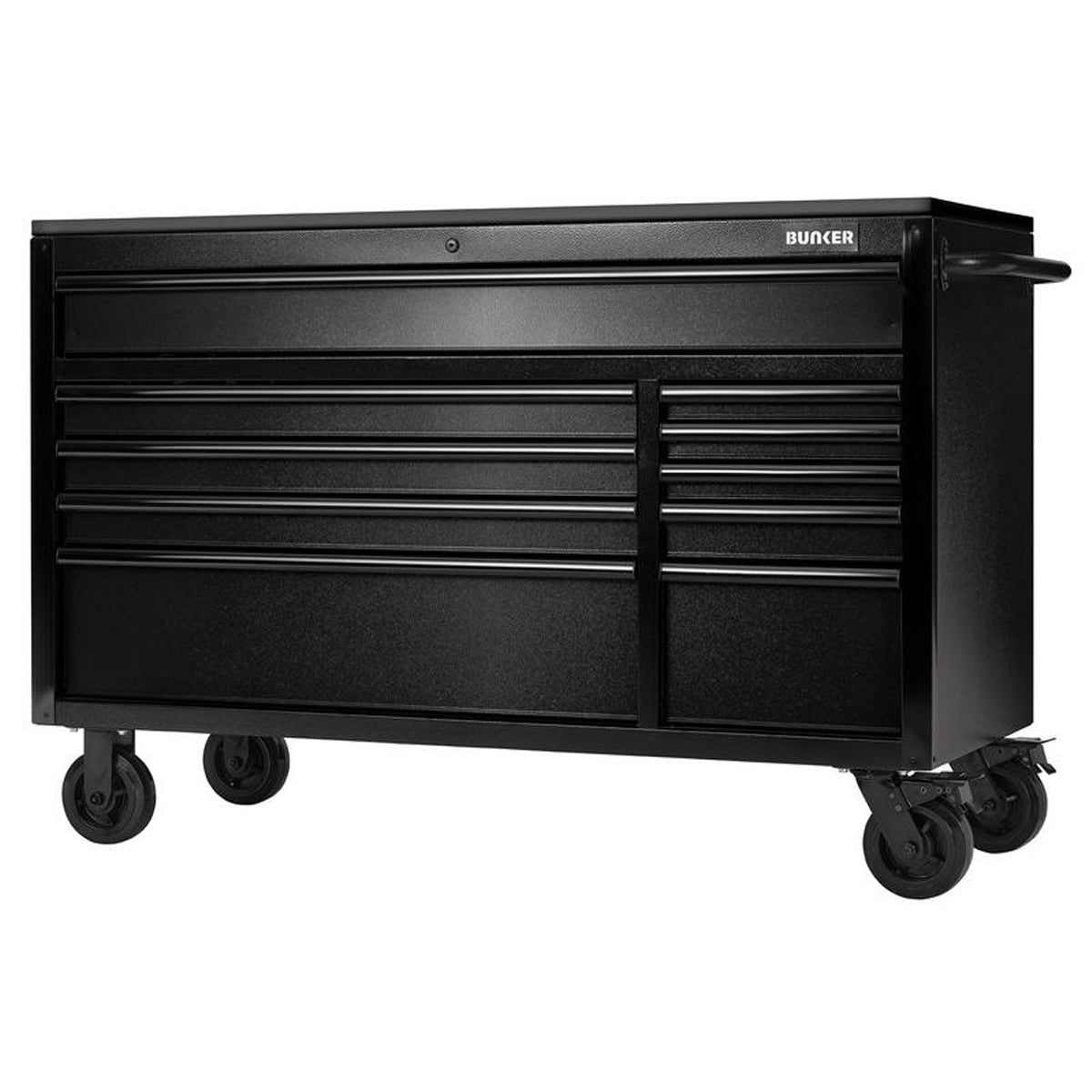 Bunker 10 Drawer Workbench Roller Tool Cabinet with Black Stainless Steel Worktop, 56" 27408