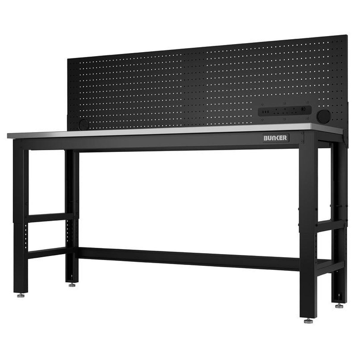 Bunker Workbench with Stainless Steel Worktop and Power Pegboard, 1830mm 27457